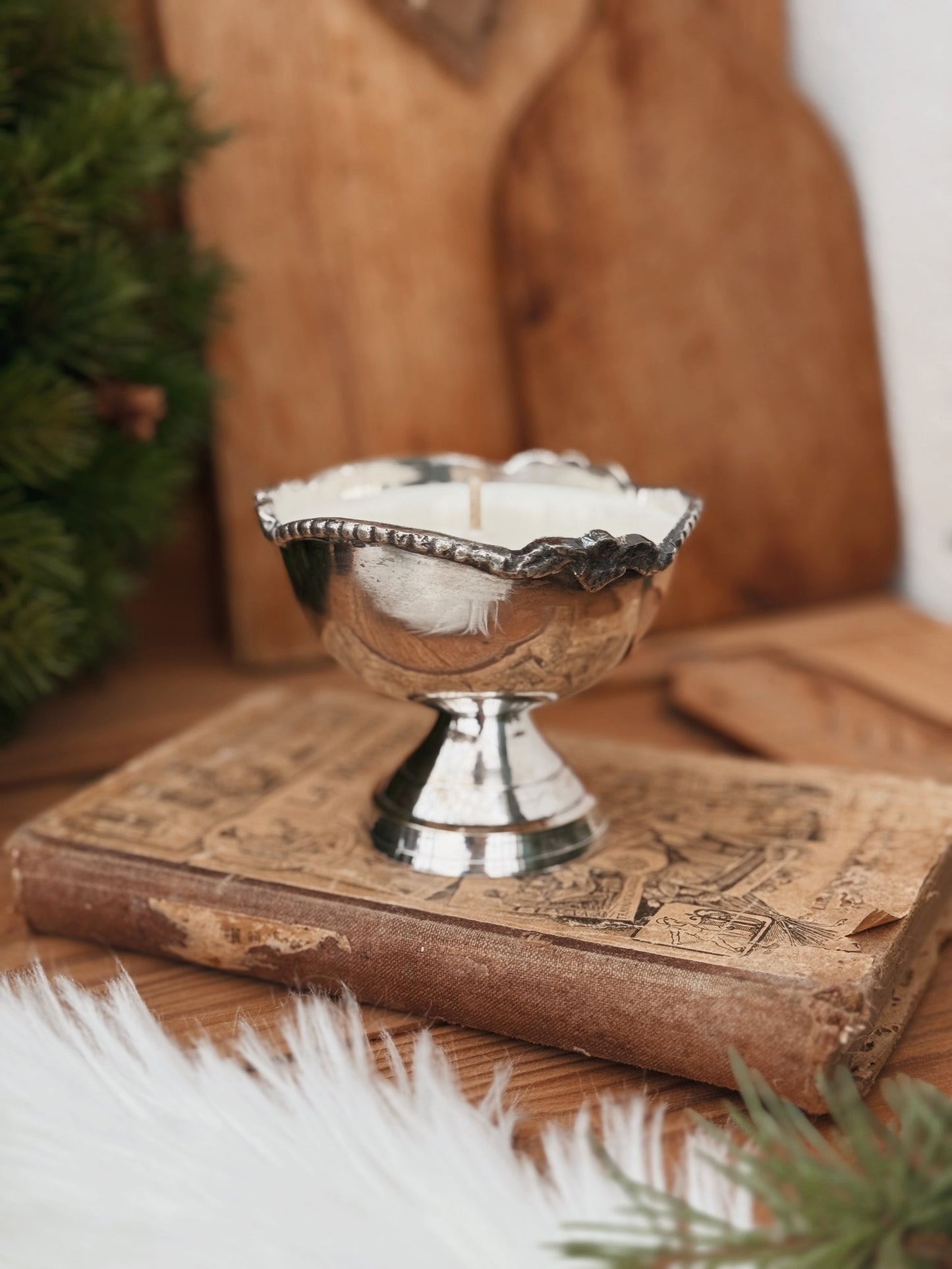 Coupe ancienne métal argenté