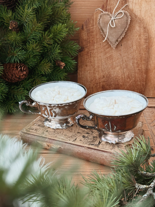 Bougie parfumée - Tasse avec effet métal vieilli
