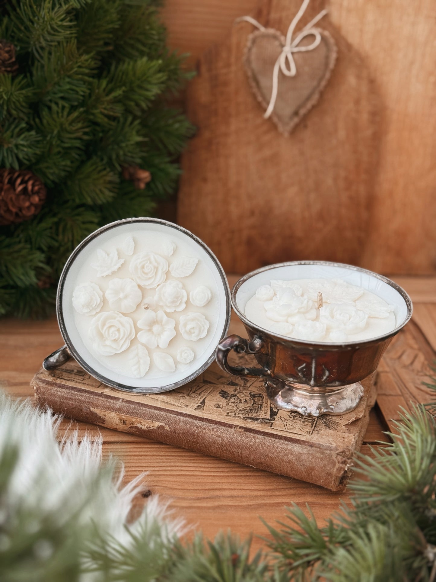 Bougie parfumée - Tasse avec effet métal vieilli