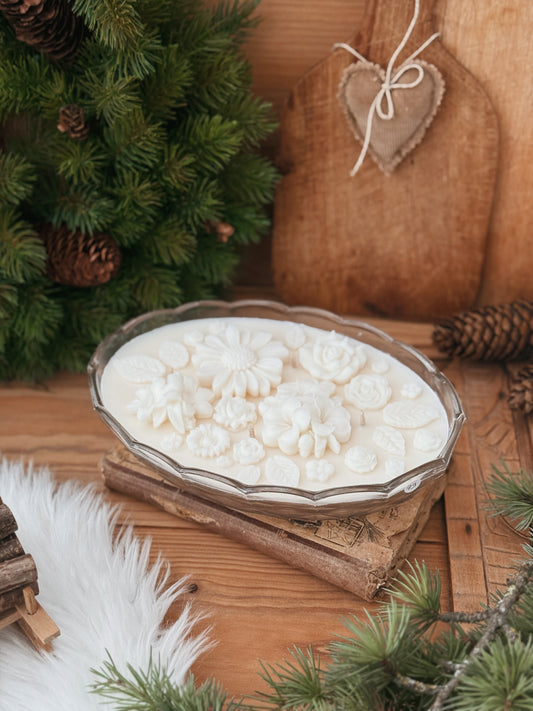 Grande coupelle ancienne ovale en verre