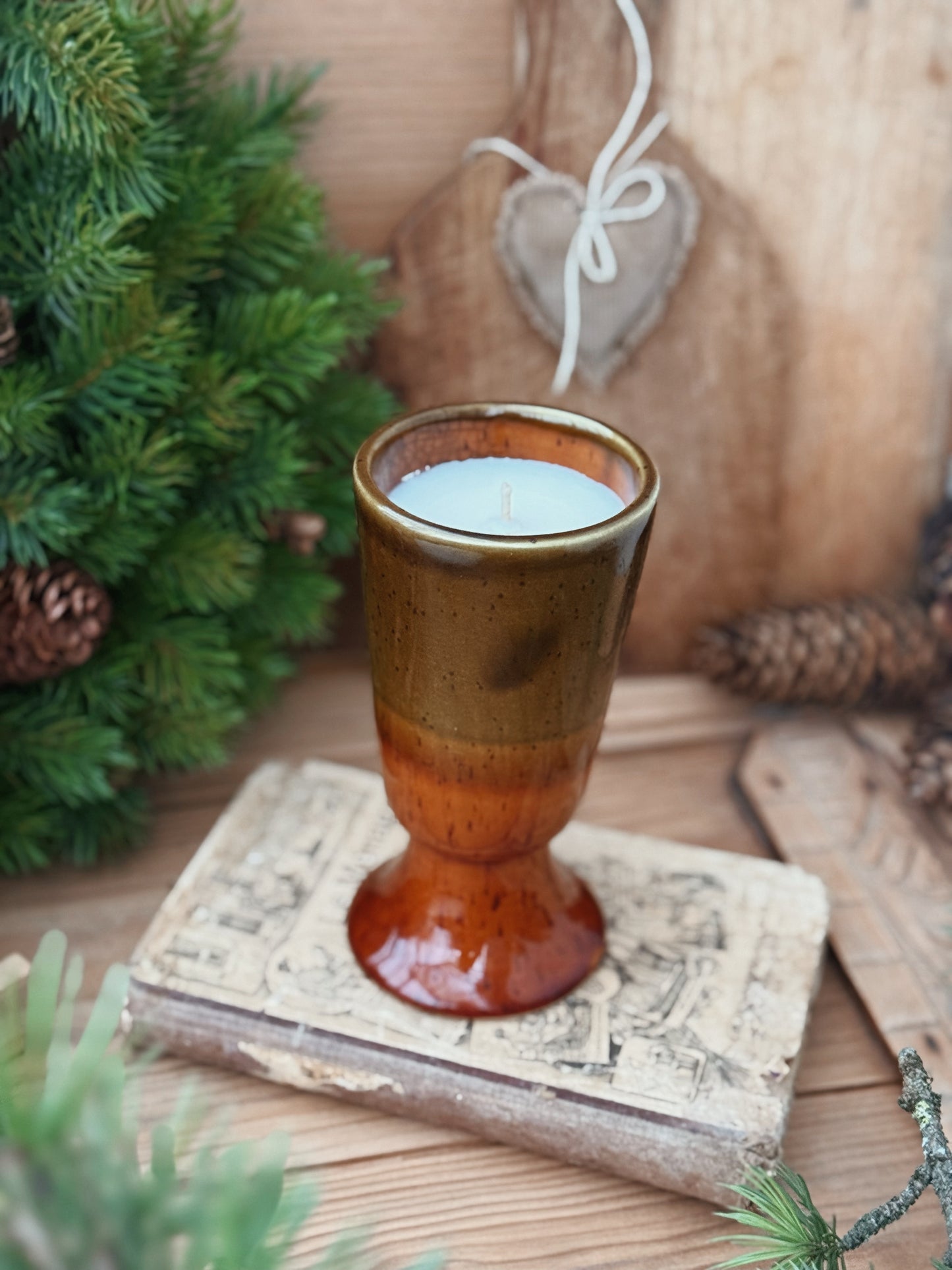 Mazagran grès émaillé marron/kaki