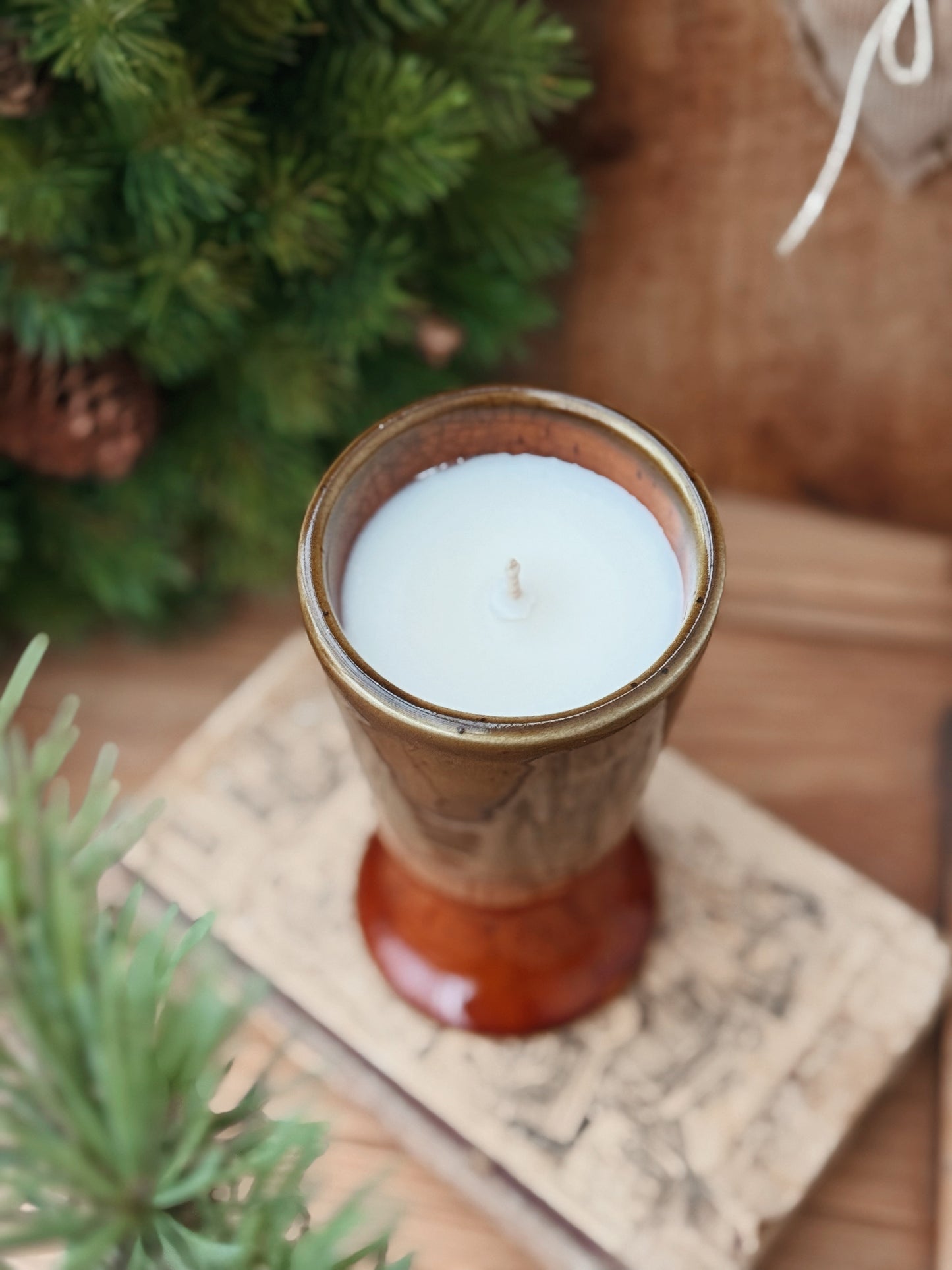 Mazagran grès émaillé marron/kaki